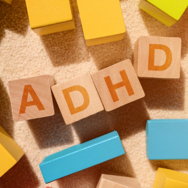 ADHD - Attention deficit hyperactivity disorder concept, top view flat lay